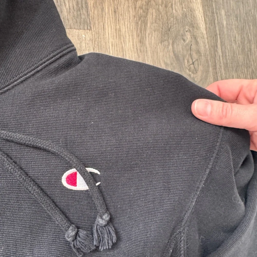 Champion Black Hoodie with Small Embroidered Logo